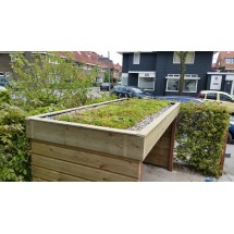 Afdakje voor bakfiets met sedumdak