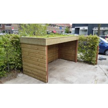 Afdakje voor bakfiets met sedumdak